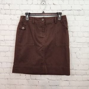 NWT Jones New York Signature Petite Brown Cotton Mini Women's Skirt 6P